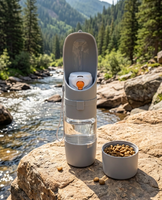 Portable Dog Water Bottle with Food Container
