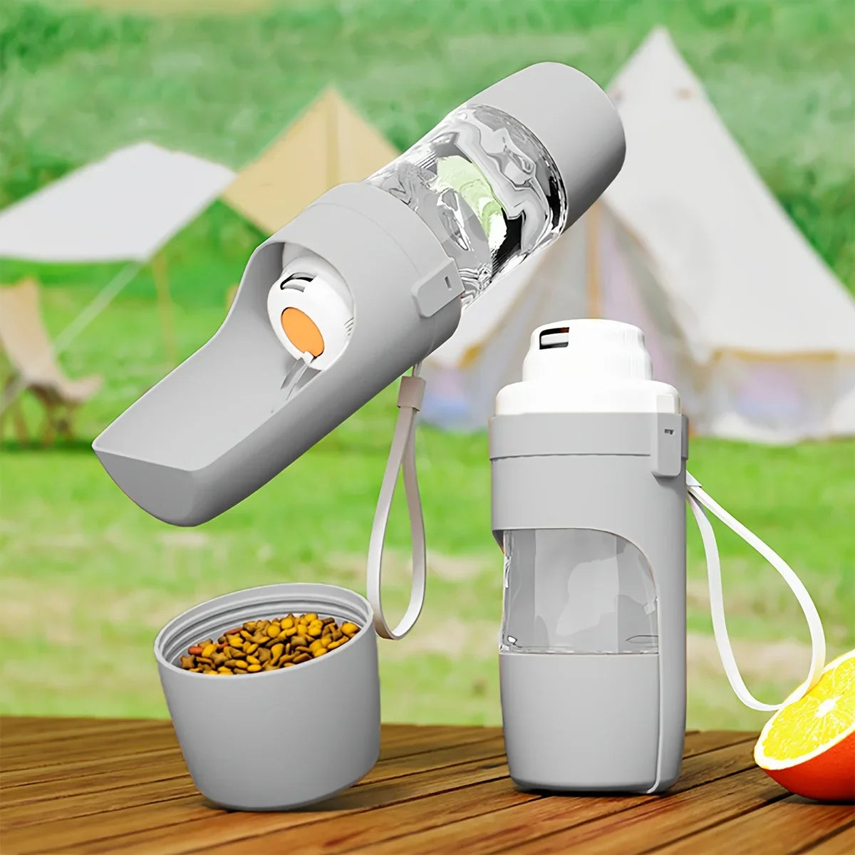 Portable Dog Water Bottle with Food Container
